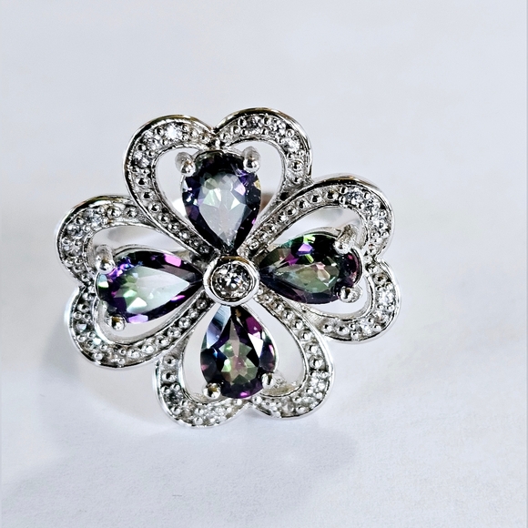 HSN Jewelry - Lucky Clover Mystic Topaz Ring in Sterling Silver Size 7! 🌈
